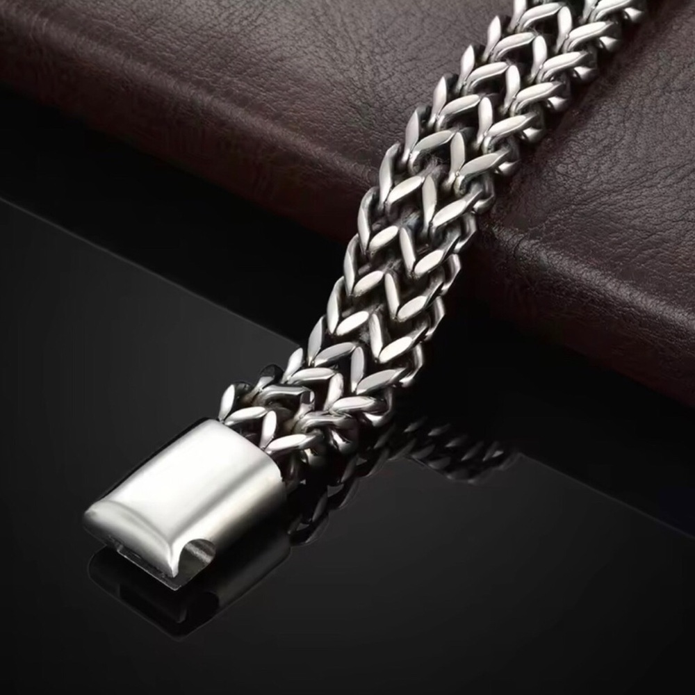 Men's Stainless Steel Braided Bracelet - Silver - Picture 2 of 2